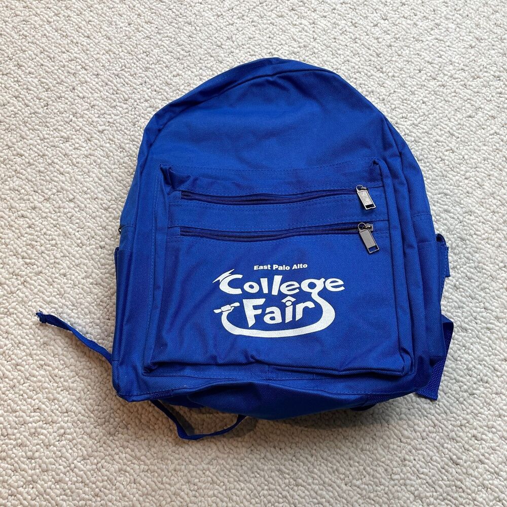 Unbranded Youth Backpack Blue Solid East Palo Alto College Fair Logo Zip School